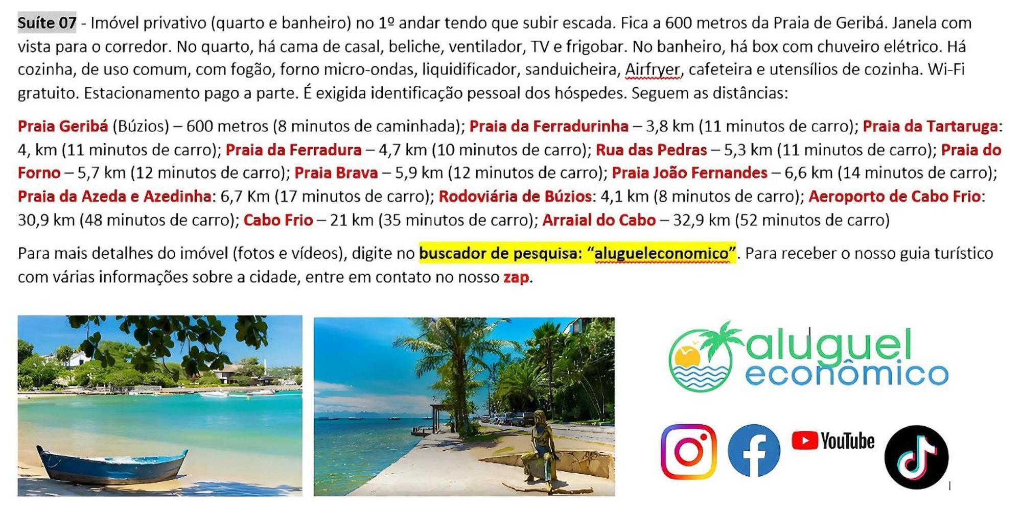 Buzios - Geriba - Suites - Aluguel Economico 外观 照片