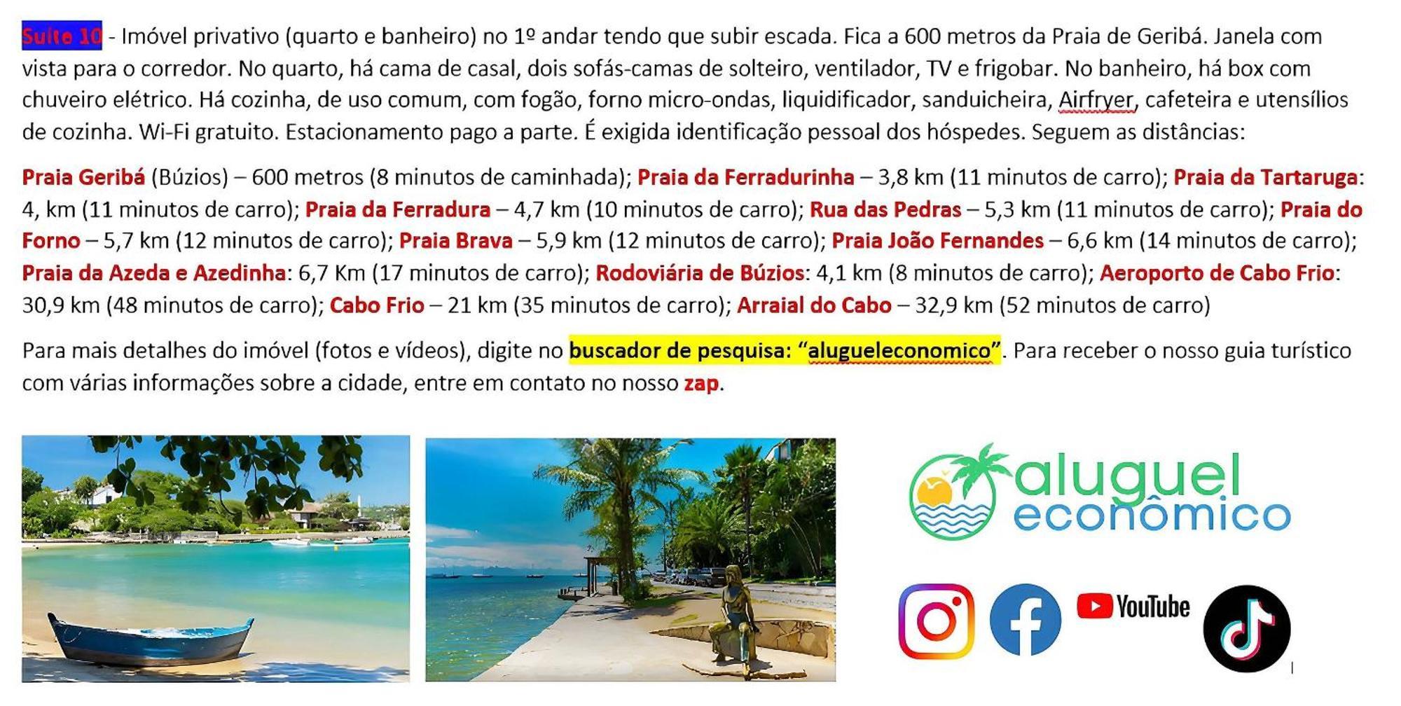 Buzios - Geriba - Suites - Aluguel Economico 外观 照片