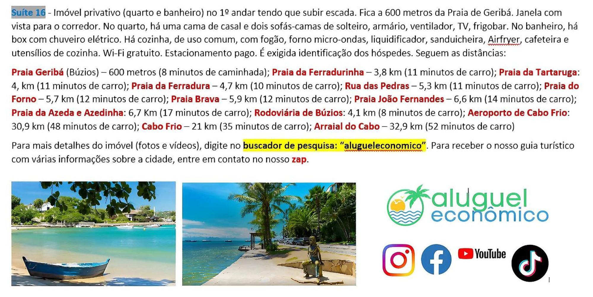 Buzios - Geriba - Suites - Aluguel Economico 外观 照片