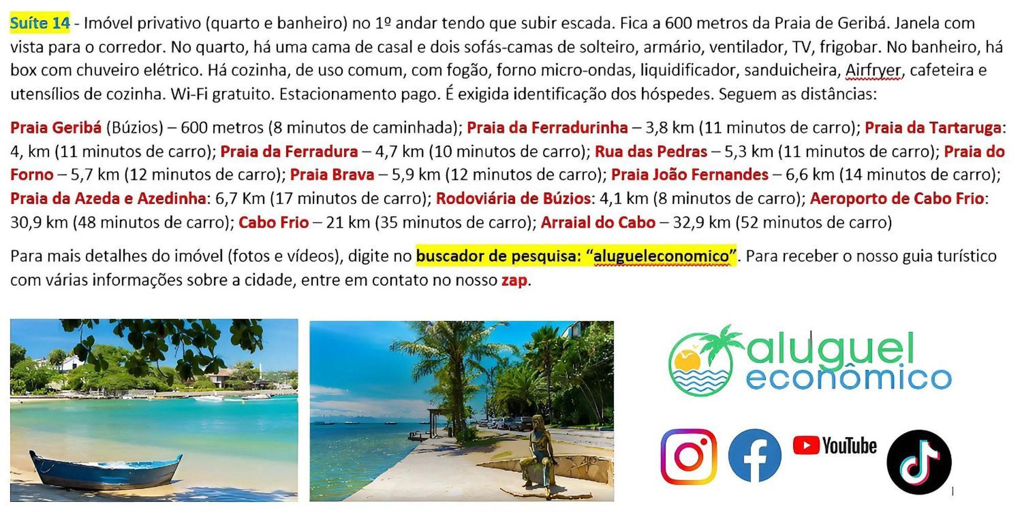 Buzios - Geriba - Suites - Aluguel Economico 外观 照片