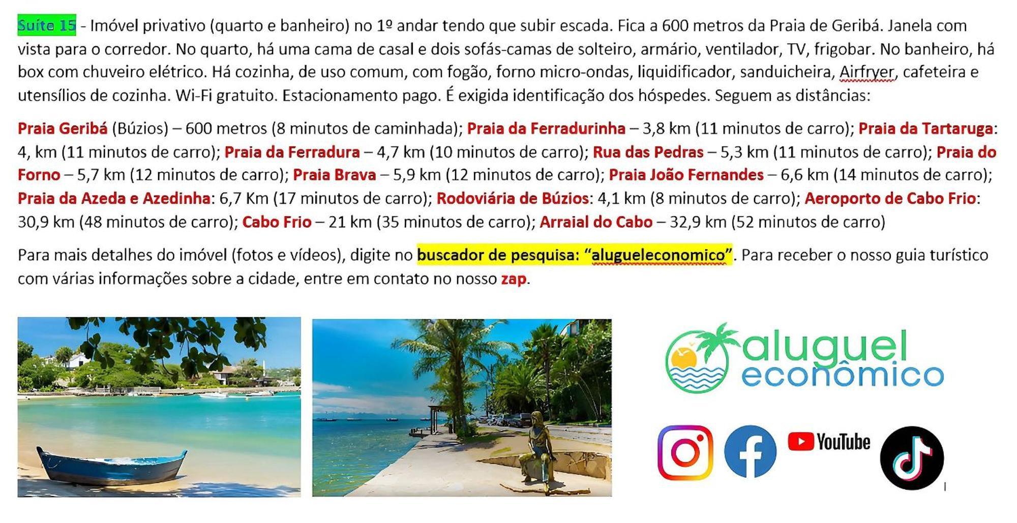 Buzios - Geriba - Suites - Aluguel Economico 外观 照片