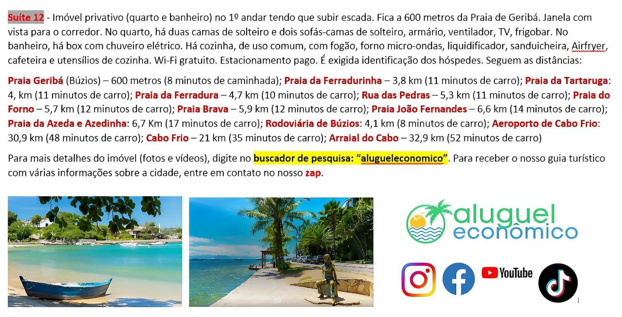 Buzios - Geriba - Suites - Aluguel Economico 外观 照片