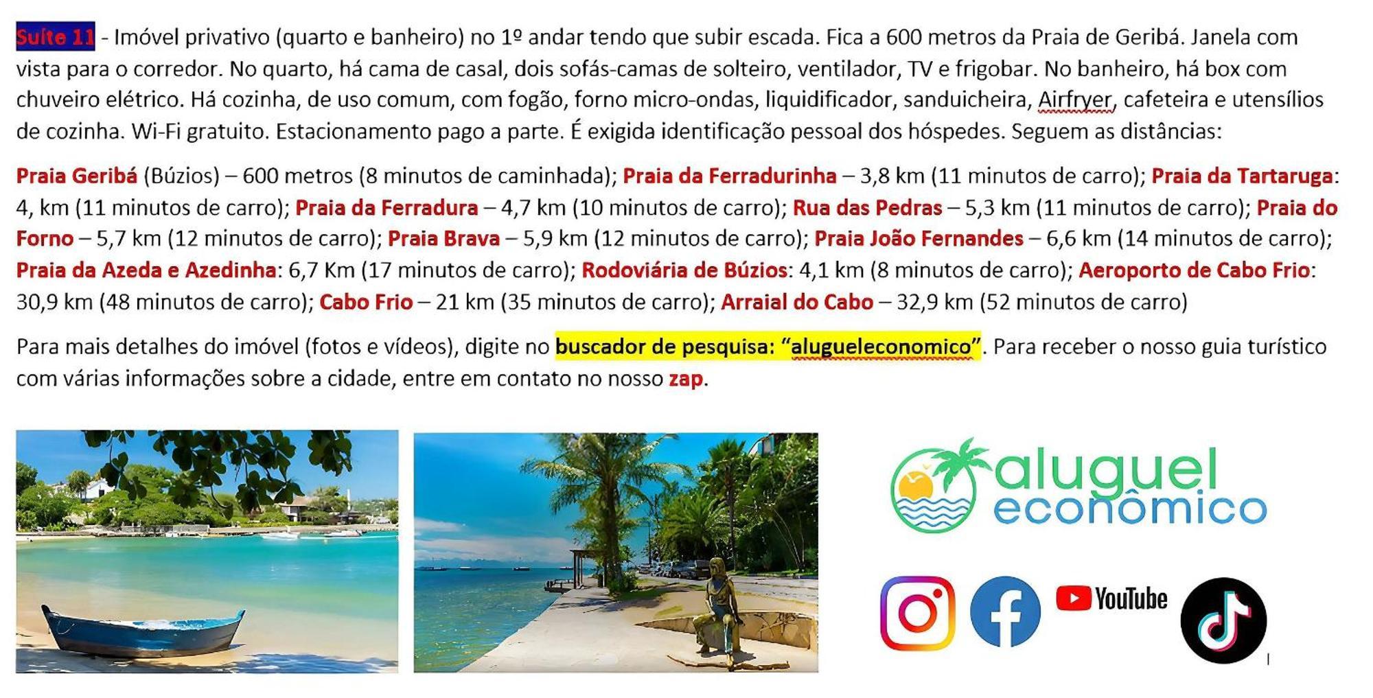 Buzios - Geriba - Suites - Aluguel Economico 外观 照片