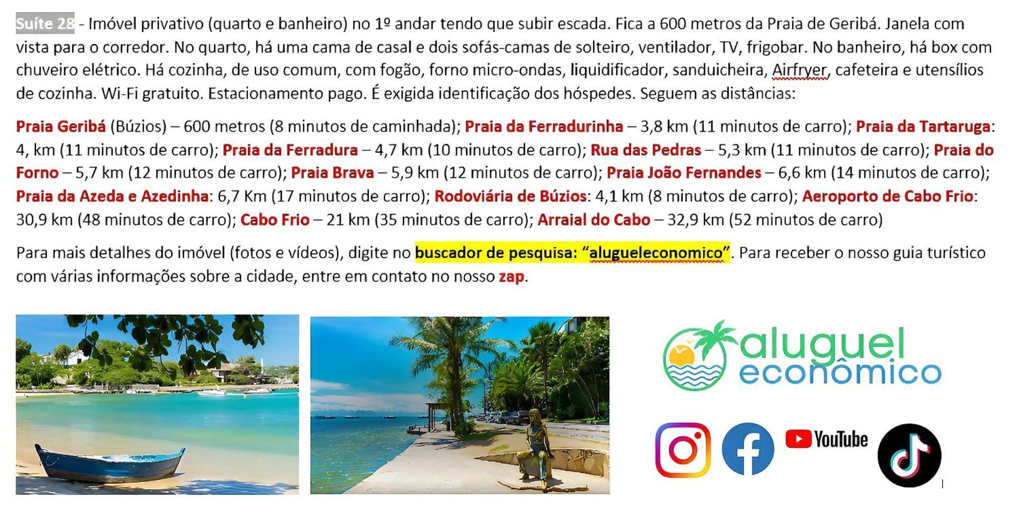 Buzios - Geriba - Suites - Aluguel Economico 外观 照片