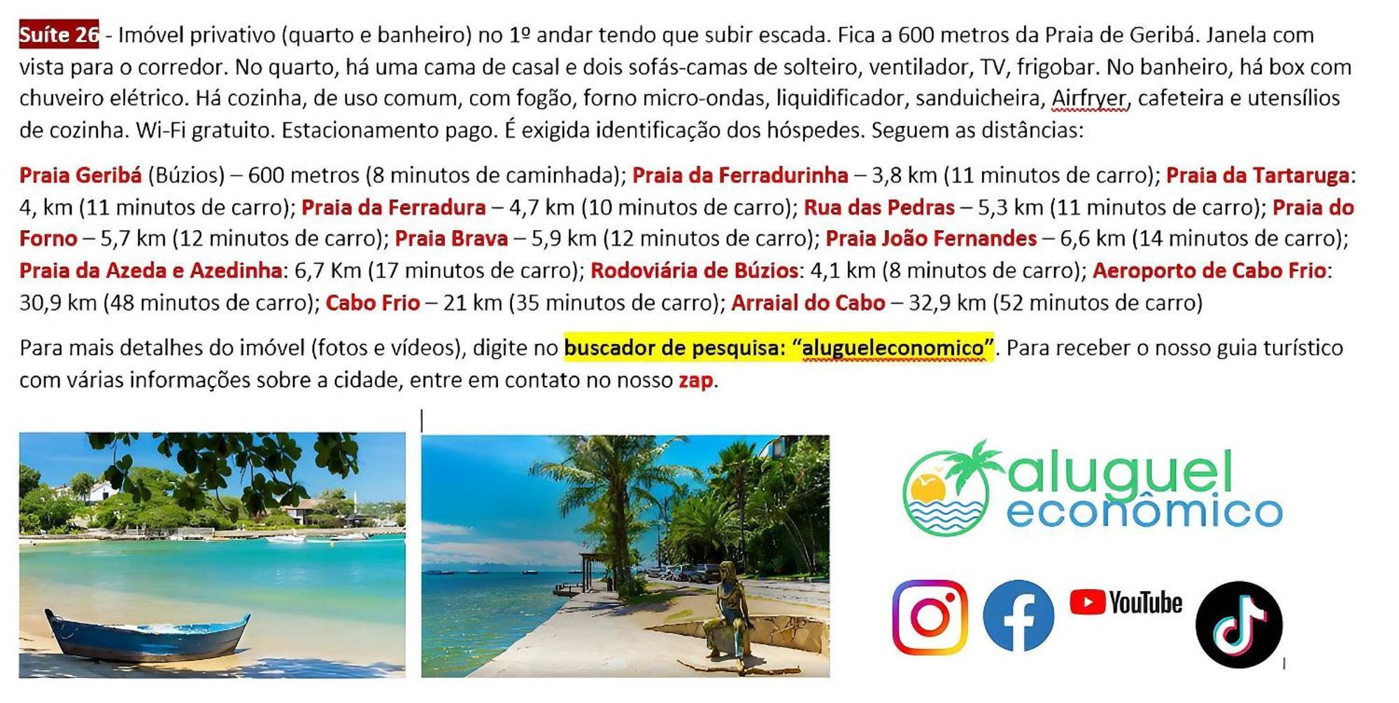 Buzios - Geriba - Suites - Aluguel Economico 外观 照片