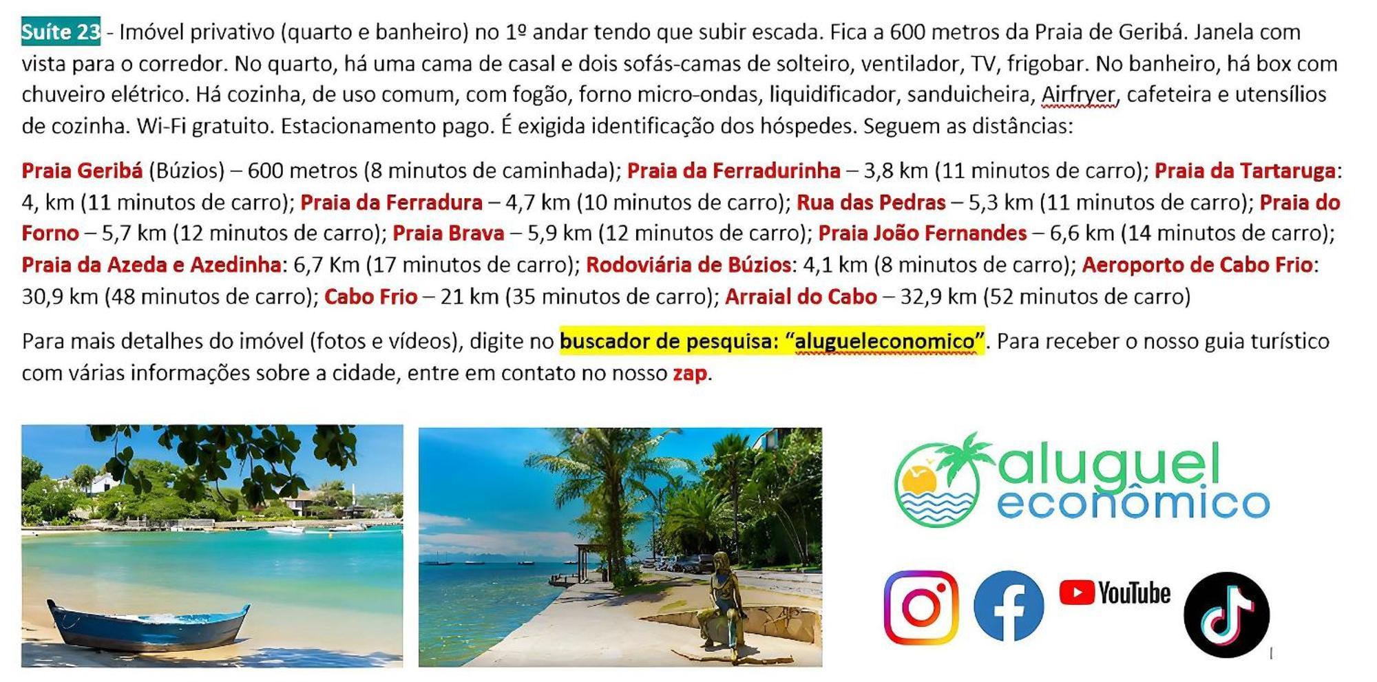 Buzios - Geriba - Suites - Aluguel Economico 外观 照片
