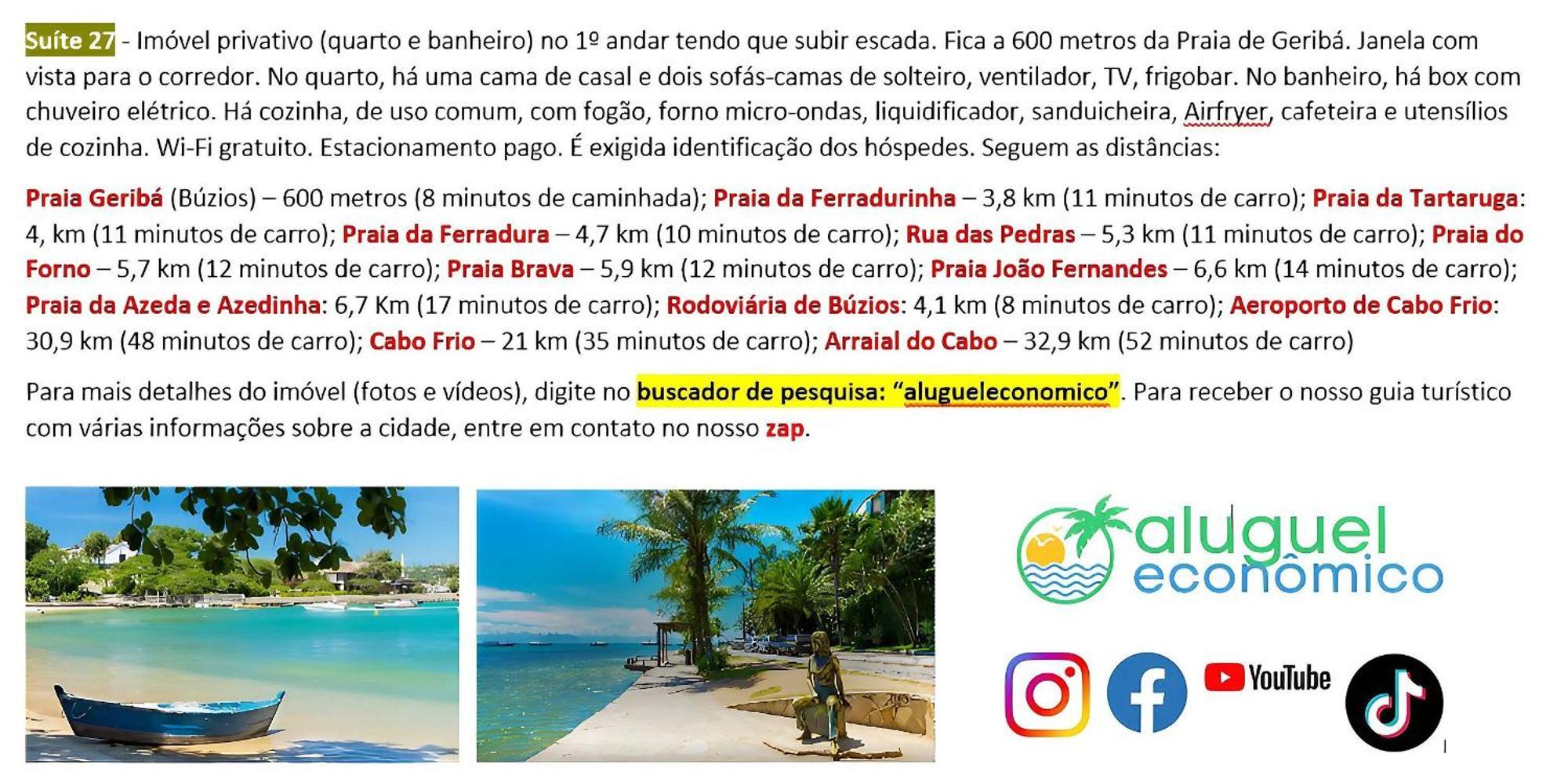 Buzios - Geriba - Suites - Aluguel Economico 外观 照片