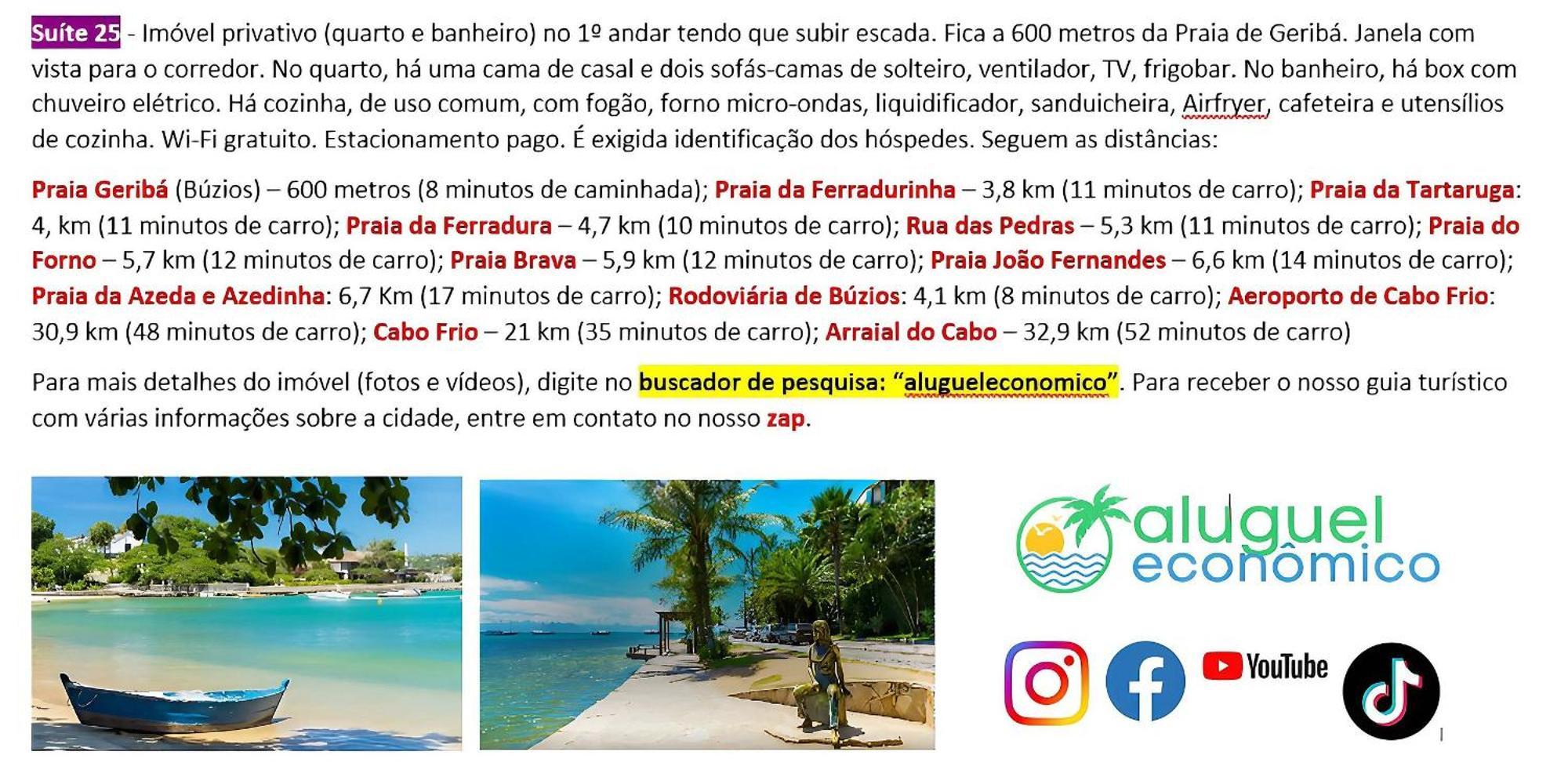 Buzios - Geriba - Suites - Aluguel Economico 外观 照片