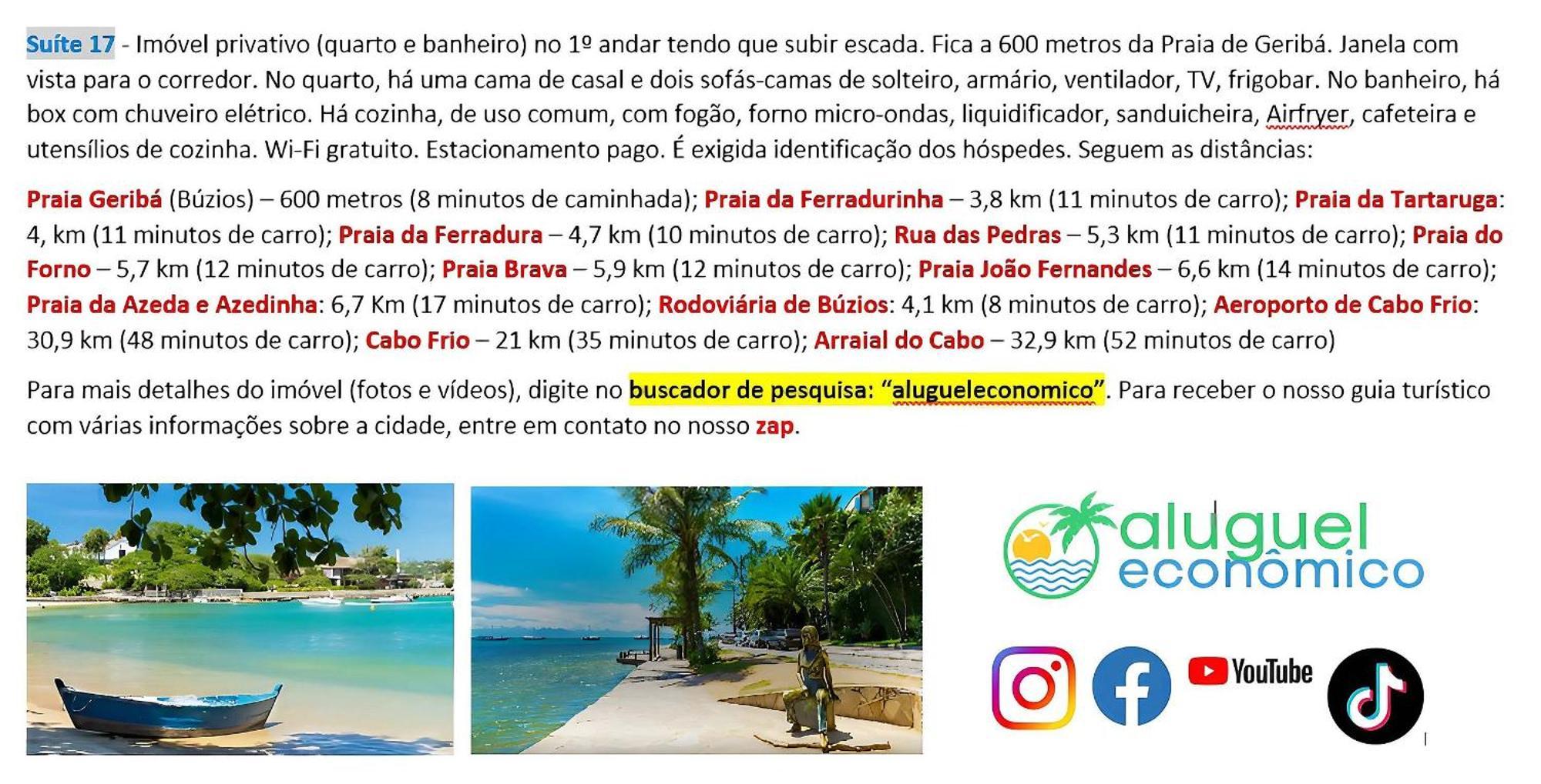Buzios - Geriba - Suites - Aluguel Economico 外观 照片