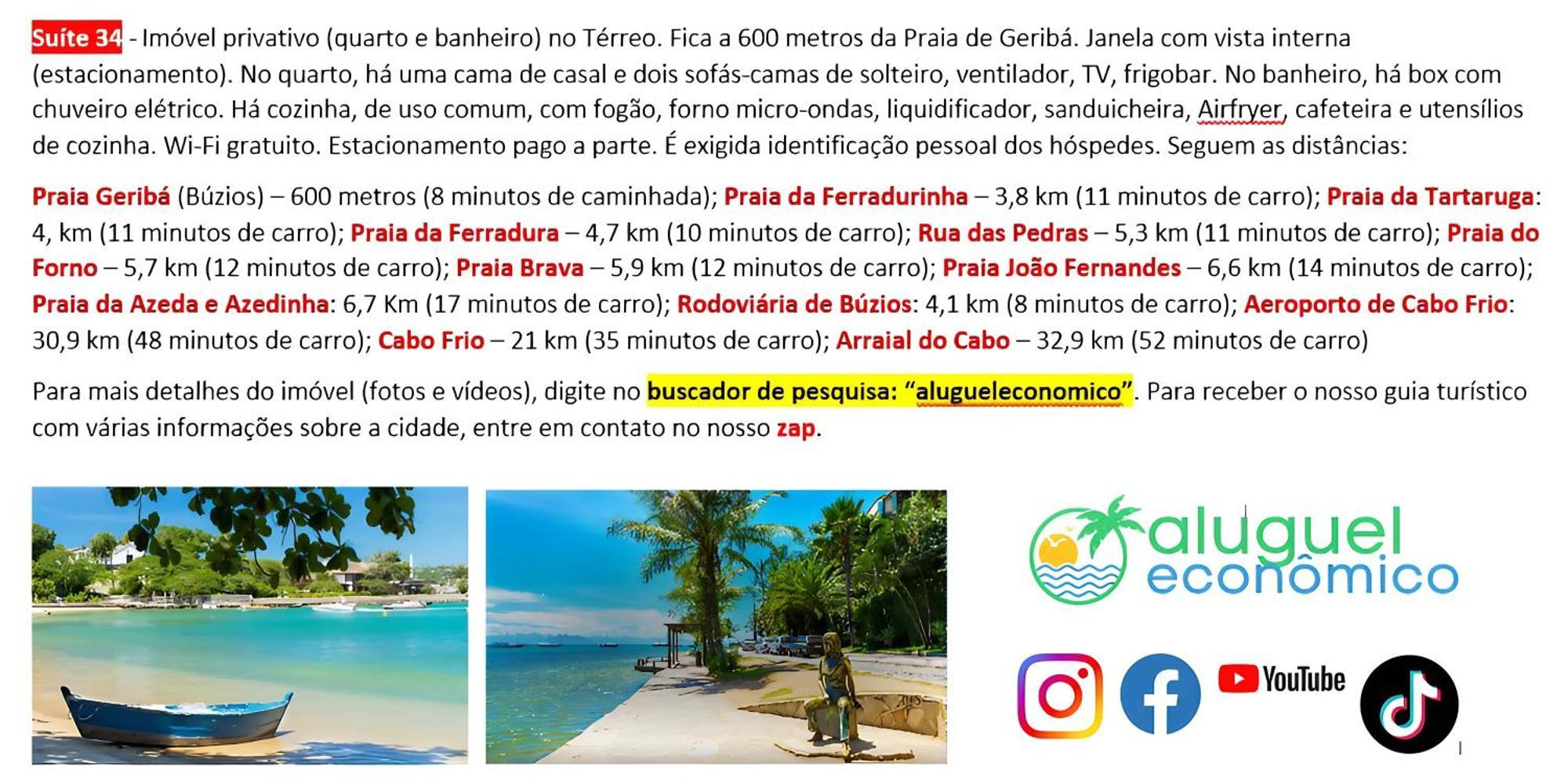 Buzios - Geriba - Suites - Aluguel Economico 外观 照片