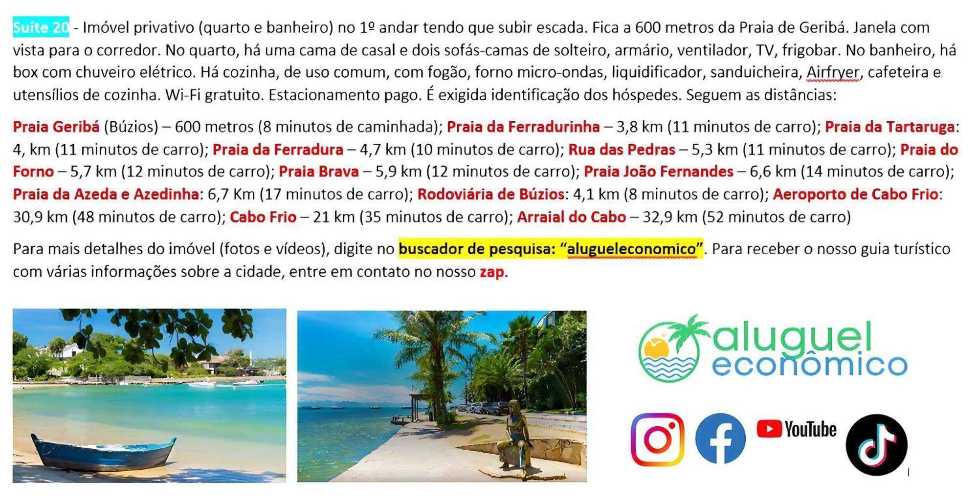 Buzios - Geriba - Suites - Aluguel Economico 外观 照片