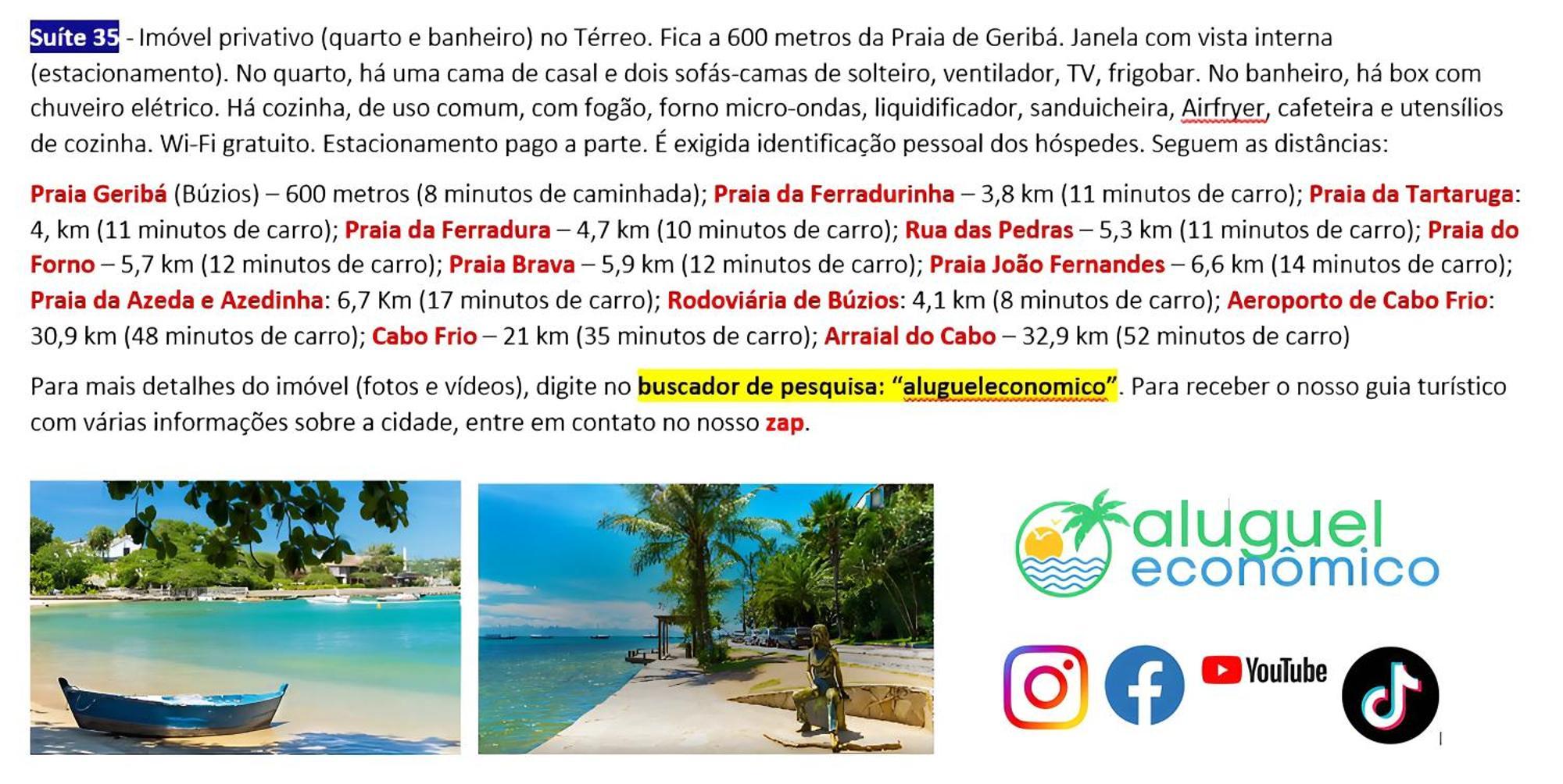 Buzios - Geriba - Suites - Aluguel Economico 外观 照片